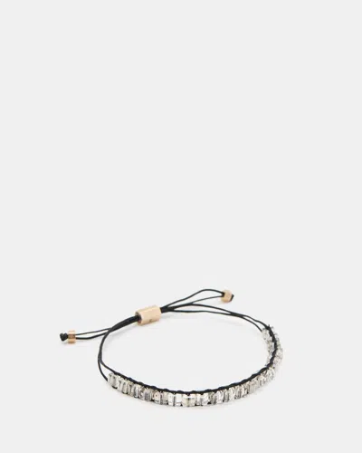 Allsaints Briana Adjustable Beaded Bracelet In Grey/blk/wrm Brass