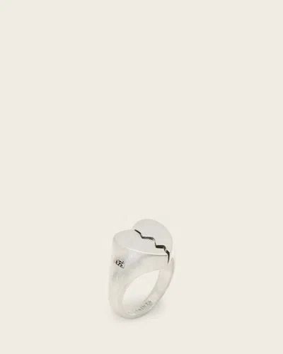 Allsaints Broken Heart Sterling Silver Ring In Yellow