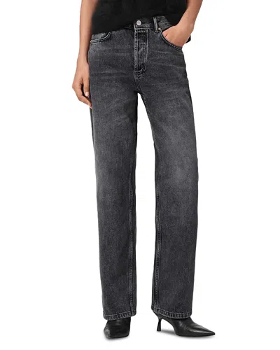 Allsaints Brooklyn High Rise Jeans In Washed Black In Gray
