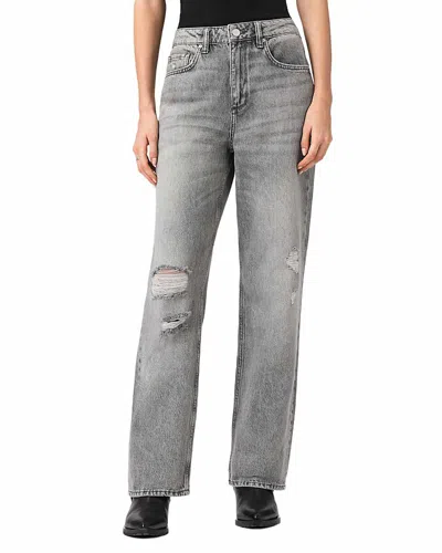 Allsaints Brooklyn High Rise Straight Leg Jeans In Destroy Grey In Gray