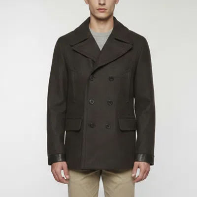 Pre-owned Allsaints Brown Felt Wool Blend Double Breasted Felix Peacoat M