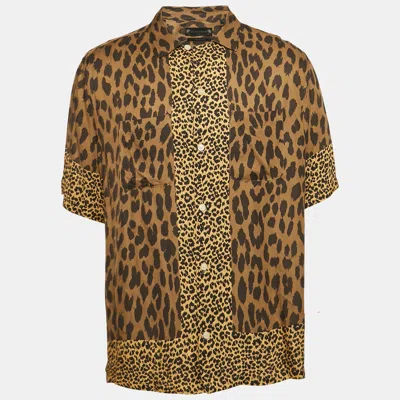 Pre-owned Allsaints Brown Leopard Print Button Front Oversized Shirt Xxl