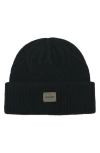 Allsaints Brushed Wool Cable Beanie In Black