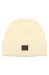 Allsaints Brushed Wool Cable Beanie In Chalk