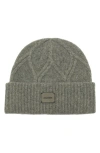 Allsaints Brushed Wool Cable Beanie In Grey Marl