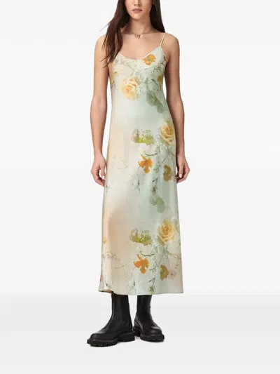 Allsaints Bryony Floral-print Slip Midi Dress In Multi