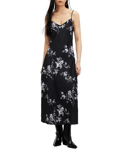 Allsaints Bryony Iona Midi Slip Dress In Black