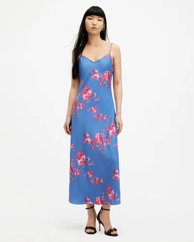 Allsaints Bryony Iona Maxi Slip Dress In Neon Pink