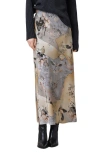 Allsaints Bryony Maxi Slipskirt In Blue Floral Print