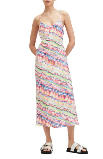 Allsaints Bryony Melissa Midi Slipdress In Rainbow Multi