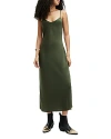 Allsaints Bryony V-neck Midi Slip Dress In Forest Green
