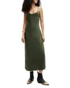 Allsaints Bryony V-neck Midi Slip Dress In Forest Green
