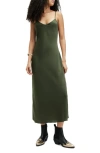 Allsaints Bryony V-neck Midi Slip Dress In Spectra Green