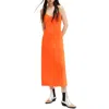 Allsaints Bryony V-neck Midi Slip Dress In Zesty Orange
