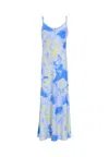 Allsaints Womens Violet Blue Bryony Graphic-print Woven Midi Slip Dress In Blue