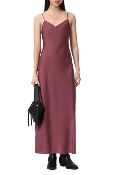 Allsaints Bryony V-neck Maxi Slipdress In Pink