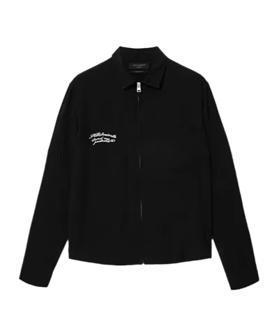 Allsaints Buck Oversized Embroidered Long Sleeve Jacket In Black