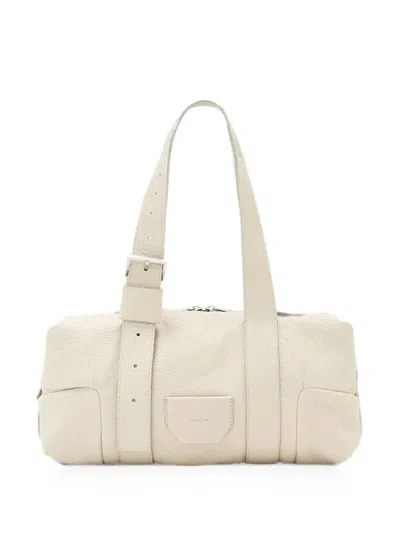 Allsaints Buckle-detail Leather Shoulder Bag In Neutral