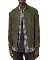 Allsaints Buckley Regular Fit Waxed Goat Suede Bomber Jacket In Military Green