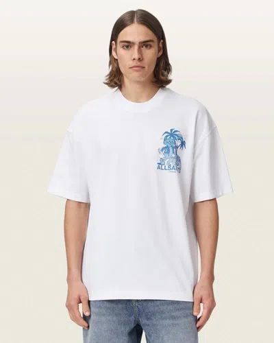 Allsaints Bulldog Oversized Short Sleeve Graphic T-shirt In White
