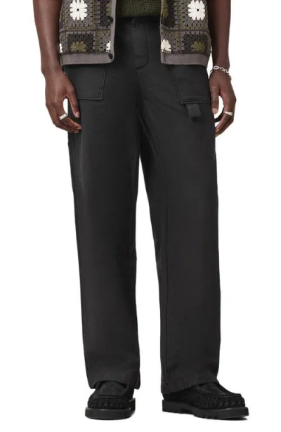 Allsaints Burke Straight Leg Trousers In Koto Black
