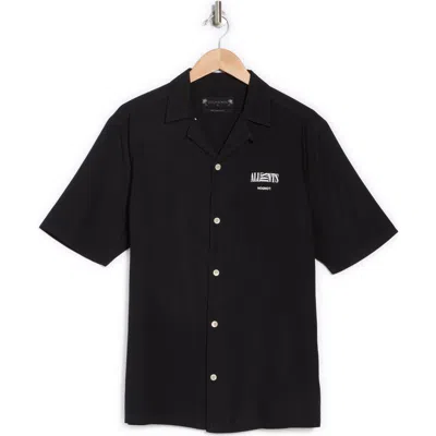 Allsaints Burman Camp Shirt In Jet Black