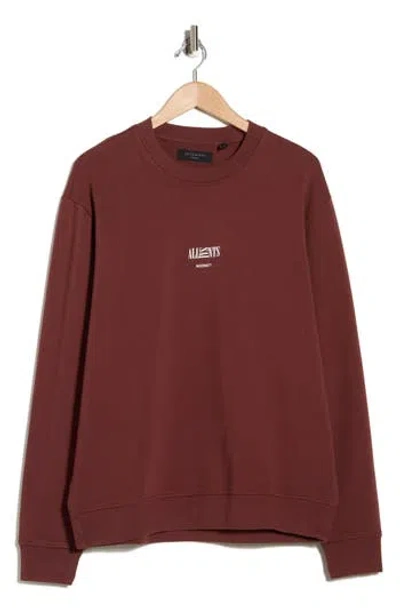 Allsaints Burman Crewneck Cotton Sweatshirt In Brown