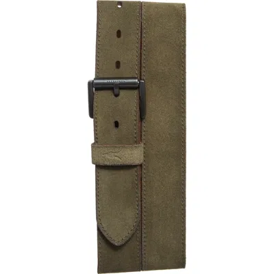 Allsaints Burnished Suede Belt In Green