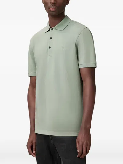 Allsaints Buttoned Logo-detail Polo Shirt In Green
