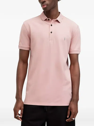 Allsaints Buttoned Polo Shirt In Pink
