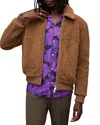 Allsaints Faux Shearling Buzz Bomber Jacket In Brown