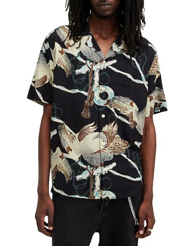 Allsaints Buzzard Camp Shirt In Jet Black