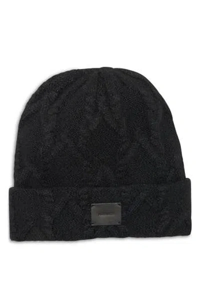 Allsaints Cable Knit Beanie In Black