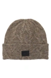 Allsaints Cable Knit Beanie In Brown
