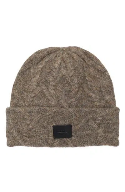 Allsaints Cable Knit Beanie In Brown