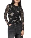 Allsaints Womens Petra Sepia Br Caia Floral-print Stretch-mesh Top In Black
