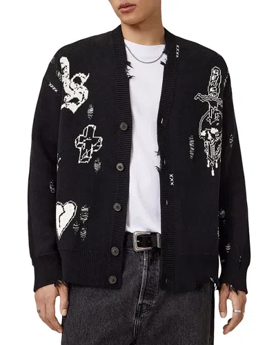 Allsaints Caledon Oversized Cardigan In Blue