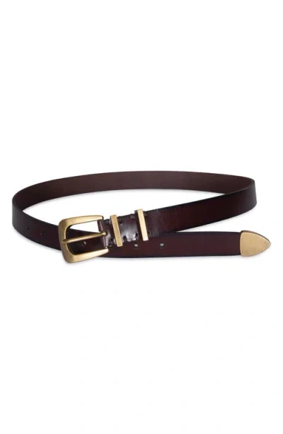 Allsaints Calfskin Leather Belt In Brown