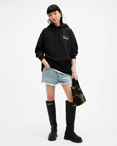 Allsaints Caliwater Charity Relaxed Fit Hoodie In Black