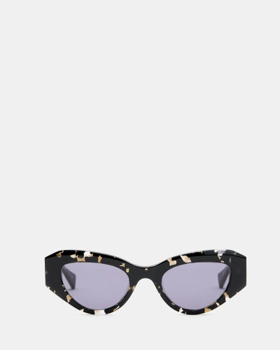 Allsaints Calypso Bevelled Cat Eye Sunglasses In Black Tort