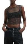 Allsaints Calytrix Sparkle Mesh Crop Top In Black