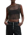 Allsaints Calytrix Sparkle Mesh Crop Top In Black