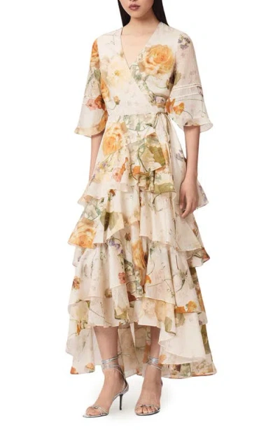 Allsaints Camellia Floral Print Wrap Dress In Multi