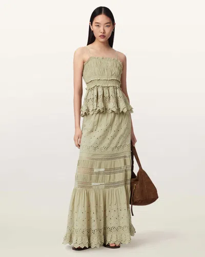 Allsaints Camille Embroidered Lace Top In Neutral