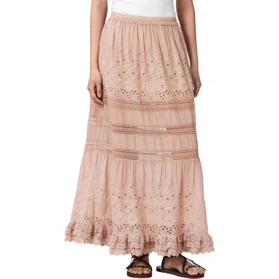 Allsaints Womens Plaster Pink Camille Embroidered Woven Maxi Skirt In Brown