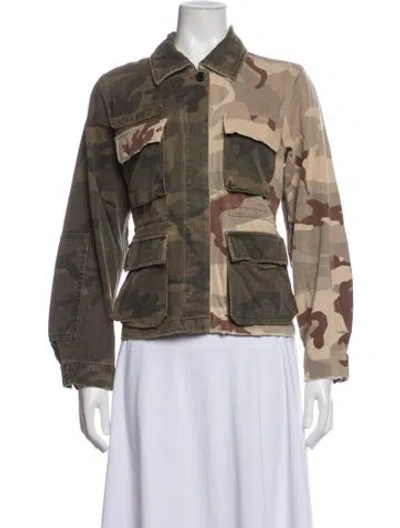 Pre-owned Allsaints Camouflage Print Jacket In Green/neutrals