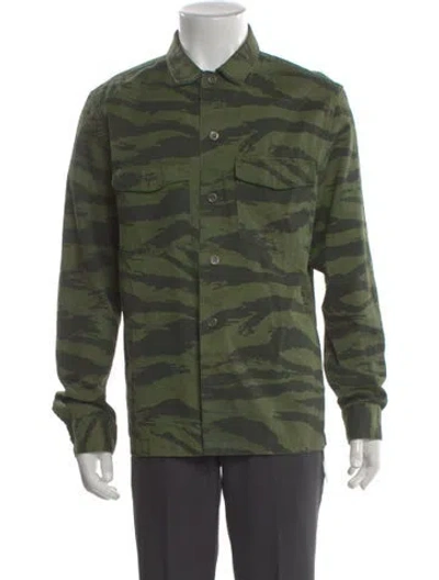 Pre-owned Allsaints Camouflage Print Long Sleeve Shirt In Green