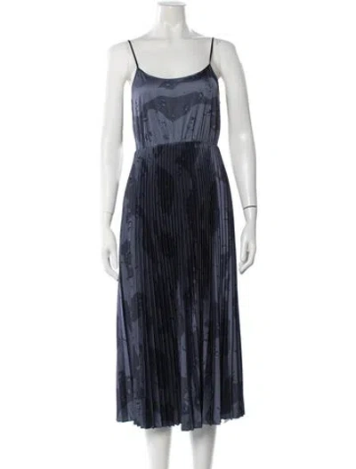 Pre-owned Allsaints Camouflage Print Midi Length Dress In Blue