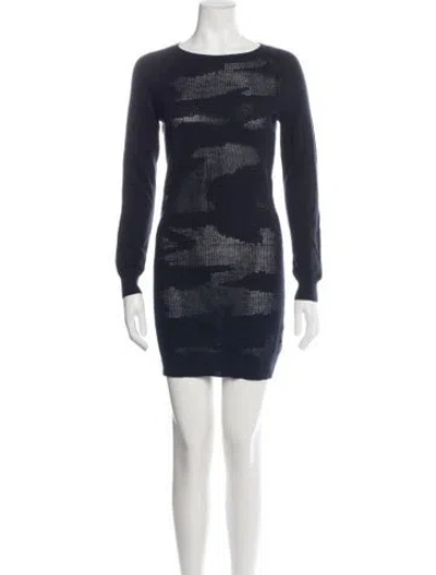 Pre-owned Allsaints Camouflage Print Mini Dress In Blue
