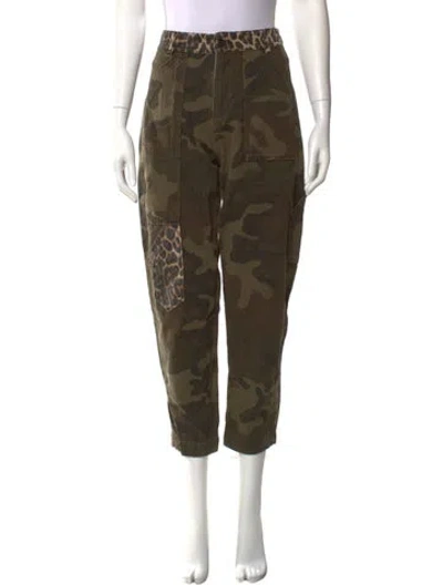 Pre-owned Allsaints Camouflage Print Straight Leg Pants In Green